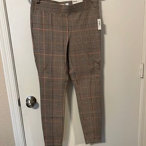 Skinny fit dress pants - tan with black and pink detail, size medium, NWT